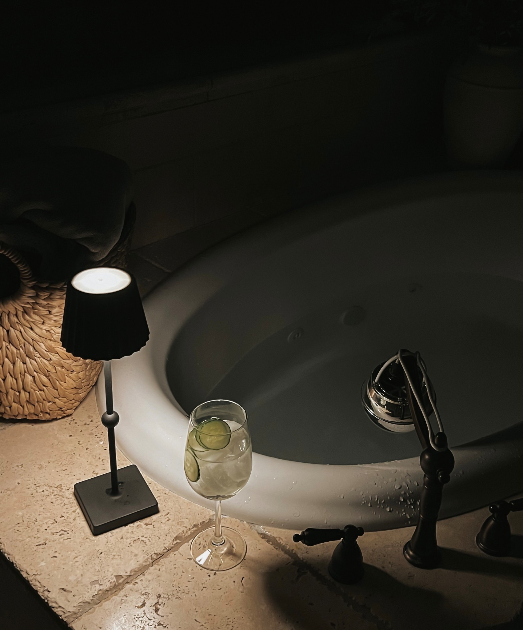 Love this cordless lamp. I use it so many places in the house. It’s perfect next to your bathtub. And it can be made shorter for a shelf. 