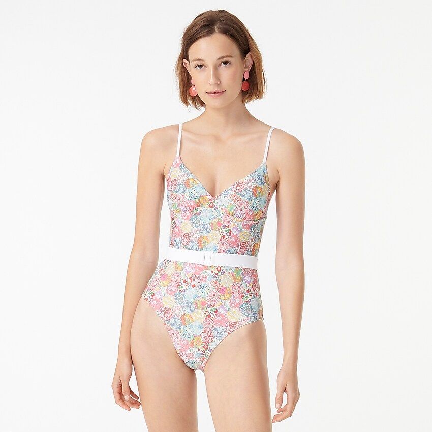 Belted one-piece in Liberty® Patchwork Dream floral | J.Crew US