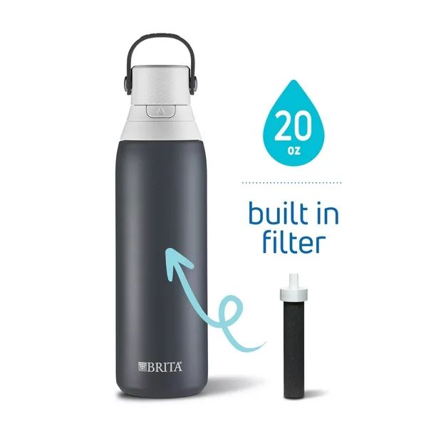 Brita Double Wall Insulated Stainless Steel Water Bottle, 20 oz - Carbon | Walmart (US)