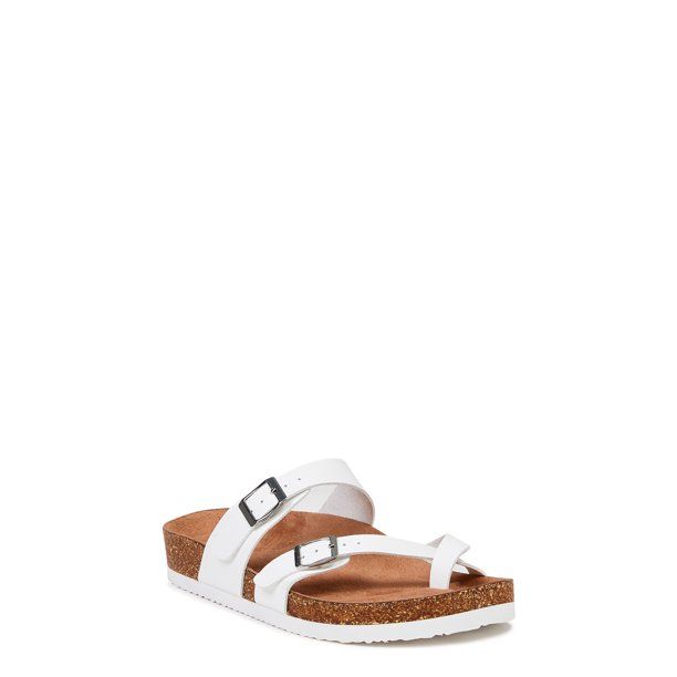 Time and Tru Women's Footbed Thong Sandals, Wide Width Available | Walmart (US)