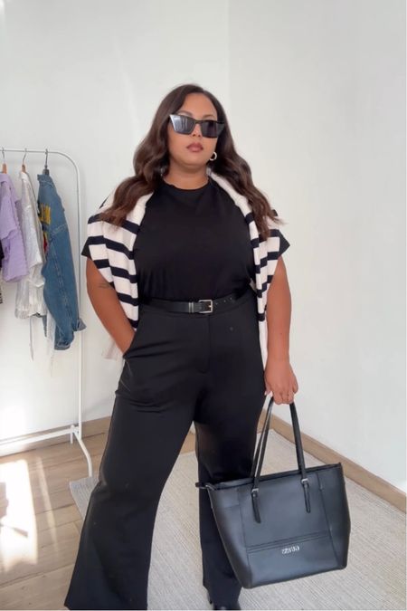 Casual chic look midsize style. 
Total black with a black and white striped jumper , classy and affordable. 
#casualchic #classylook #fallfashion #falloutfits #midsizefashion #curvyoutfit #stripedjumper

#LTKstyletip #LTKmidsize #LTKSeasonal