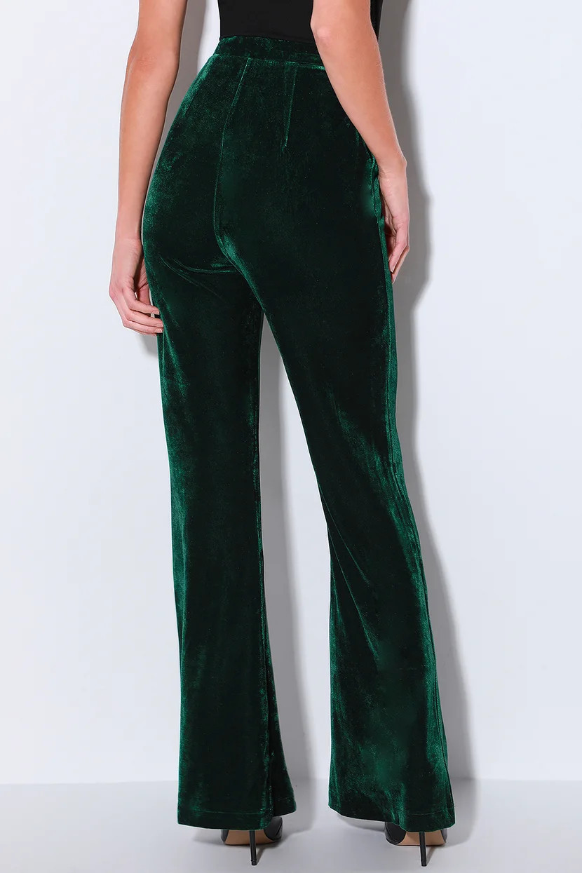 Rossi Forest Green Velvet Flare Pants | Green Velvet Pants | Winter Pants Outfit | Lulus (US)