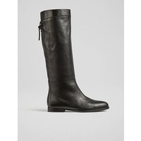 Cassandra Black Leather Flat Knee-High Boots, Black | L.K. Bennett (UK)