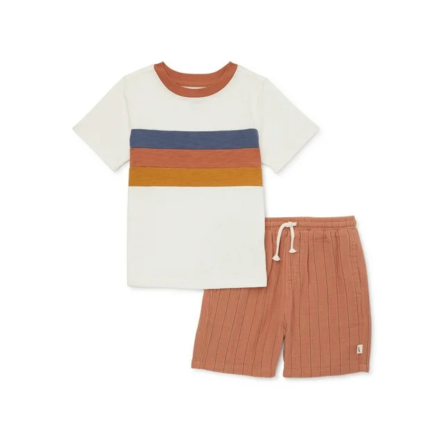easy-peasy Toddler Boys Short Sleeve Tee and Shorts Outfit Set, 2-Piece, Sizes 12M-5T | Walmart (US)
