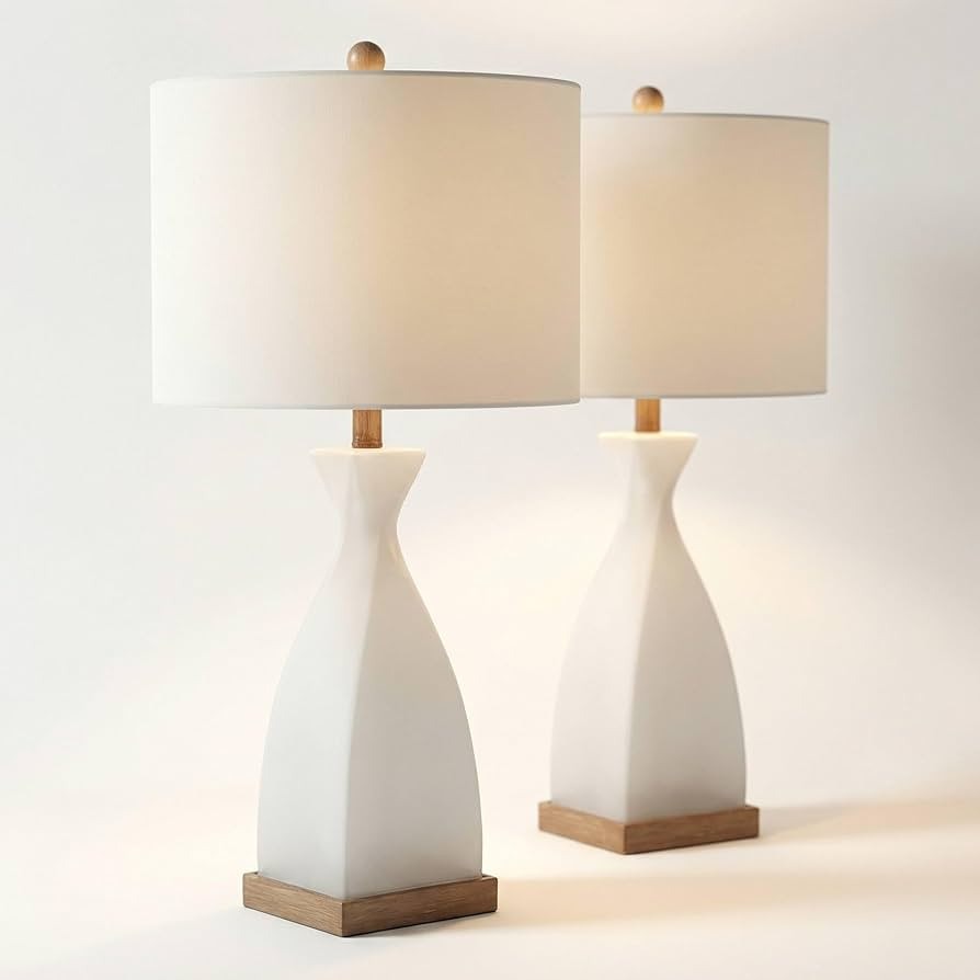 360 Lighting Ryan 28" High Frosted White Glass Modern Coastal Table Lamp Set of 2 | Amazon (US)