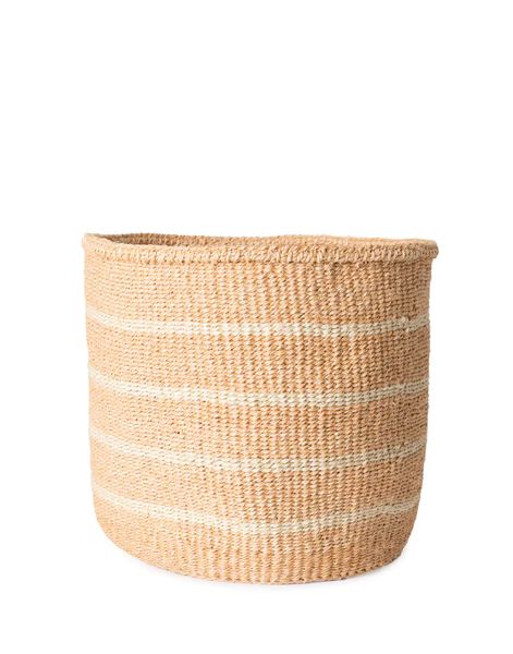 Striped Sisal Basket - White | The Little Market