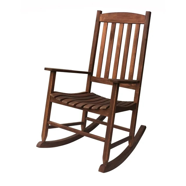 Mainstays Outdoor Wood Porch Rocking Chair, Dark Brown Color, Weather Resistant Finish | Walmart (US)