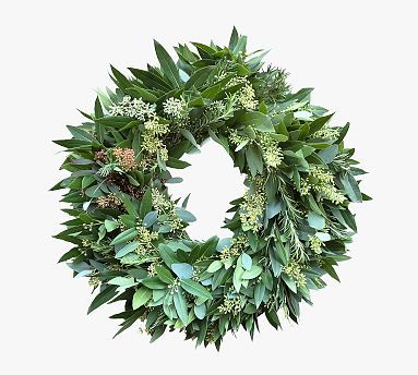 Fresh Bay Leaf, Eucalyptus, and Rosemary Wreath | Pottery Barn (US)