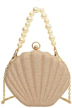 IAMUHI Lovely Shell Handbag Purse Beaded Evening Bag Chain Cross-body Clutch Purse | Amazon (US)