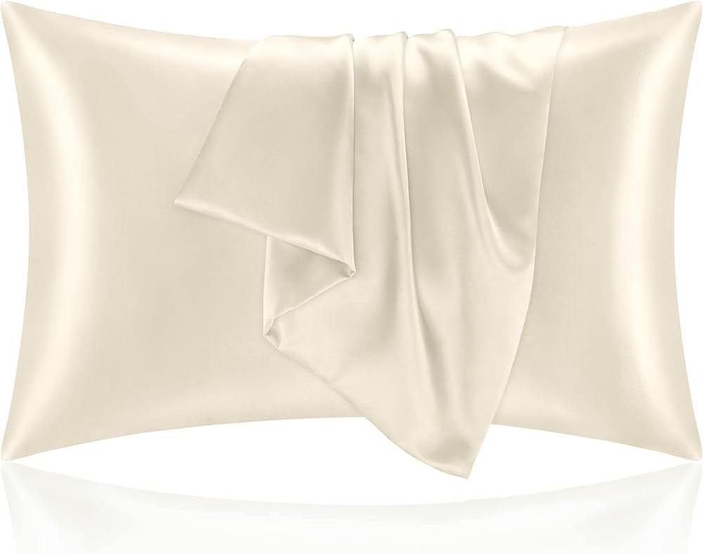 BEDELITE Satin Silk Pillowcase for Hair and Skin, Beige Pillow Cases Standard Size Set of 2 Pack, Su | Amazon (US)