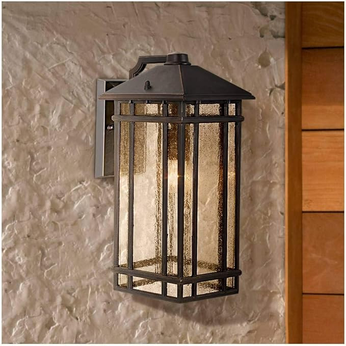 kathy ireland Sierra Craftsman Art Deco Outdoor Wall Light Fixture Rubbed Bronze Brown Steel 16 1... | Amazon (US)