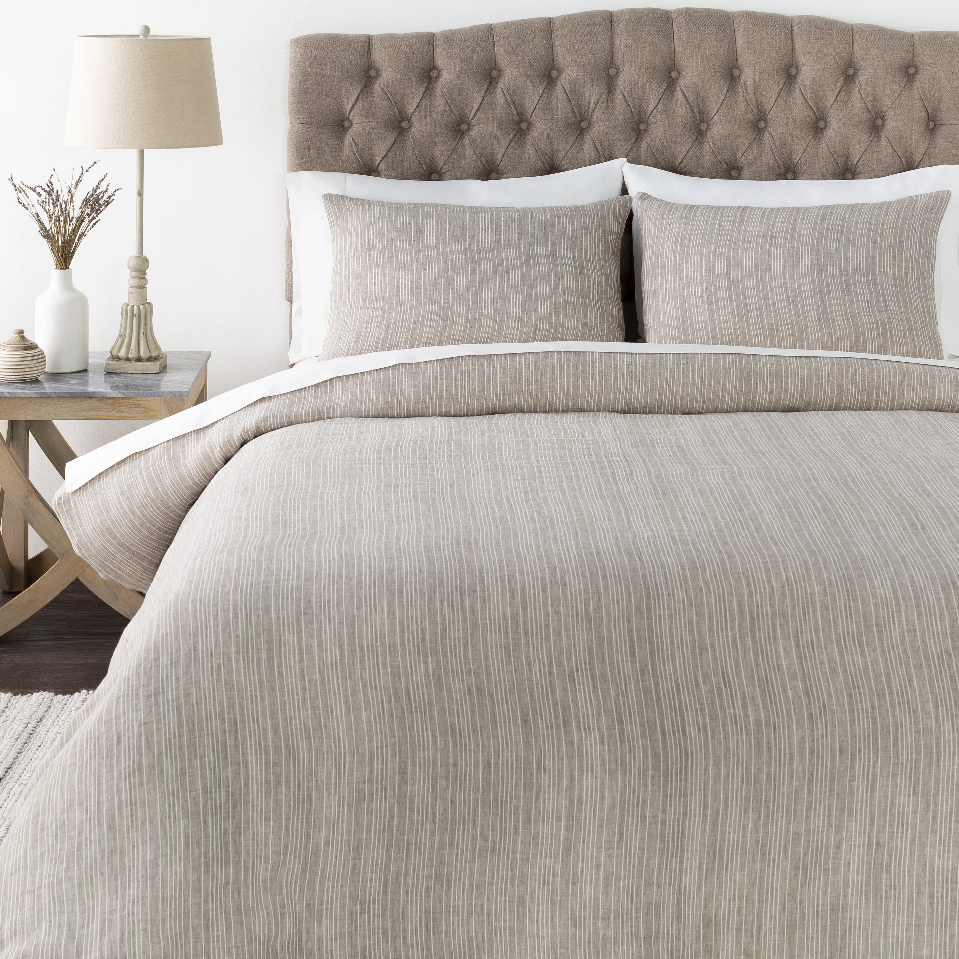 Hart Farmhouse / Country 100% Linen Hand Woven Striped Duvet Cover Set | Wayfair North America