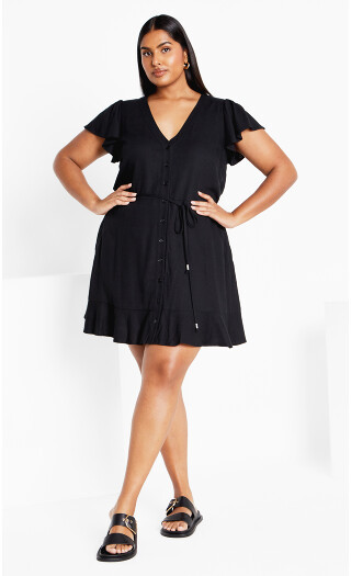 DRESS BUTTON BETTY - Black - 12 | City Chic Online
