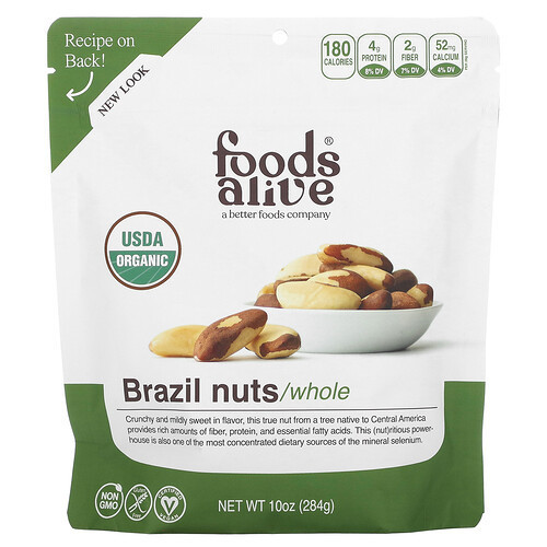 Foods Alive, Organic Brazil Nuts, Whole, 10 oz (284 g) | iHerb