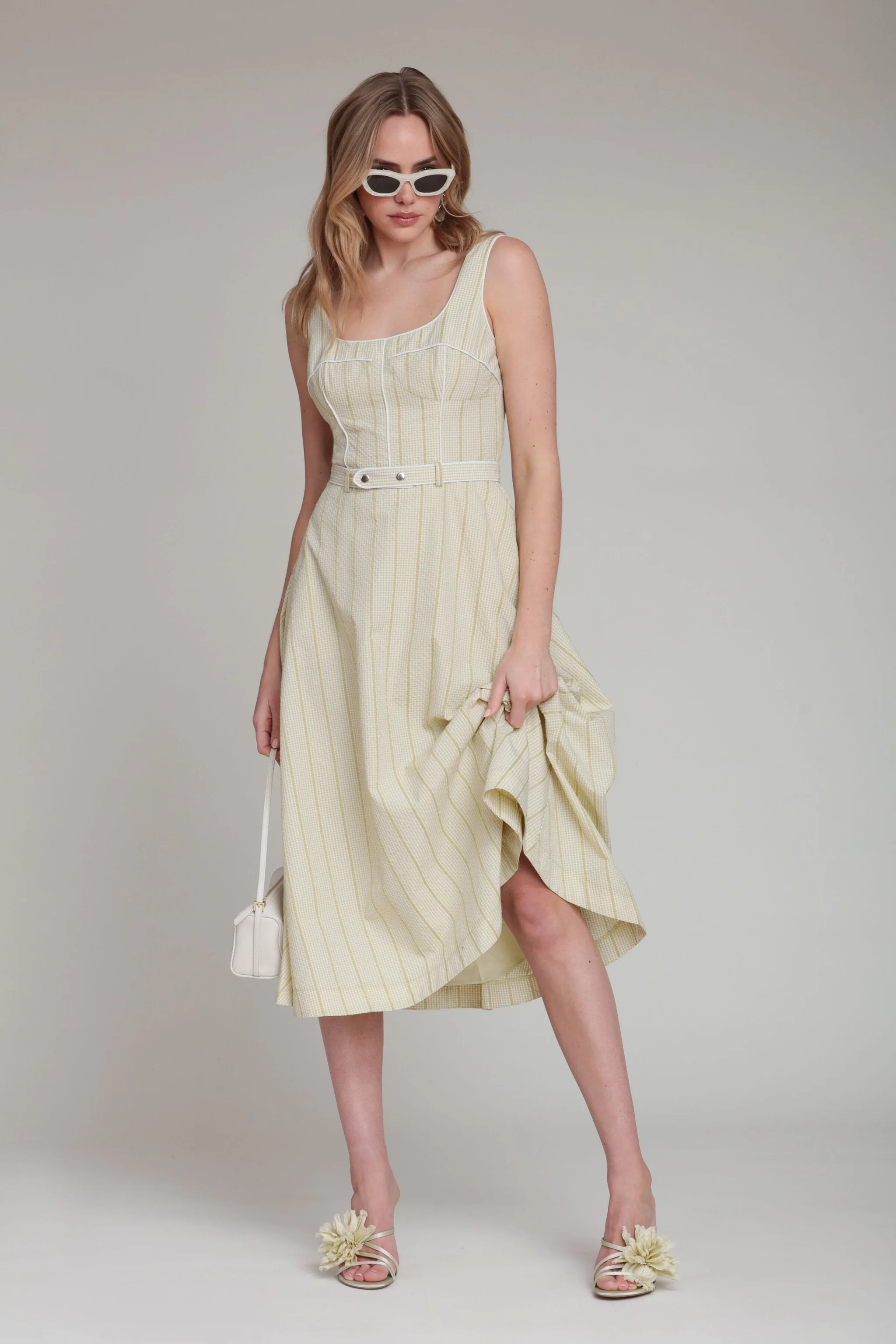 Striped Gingham Bustier Midi Dress | Avec Les Filles