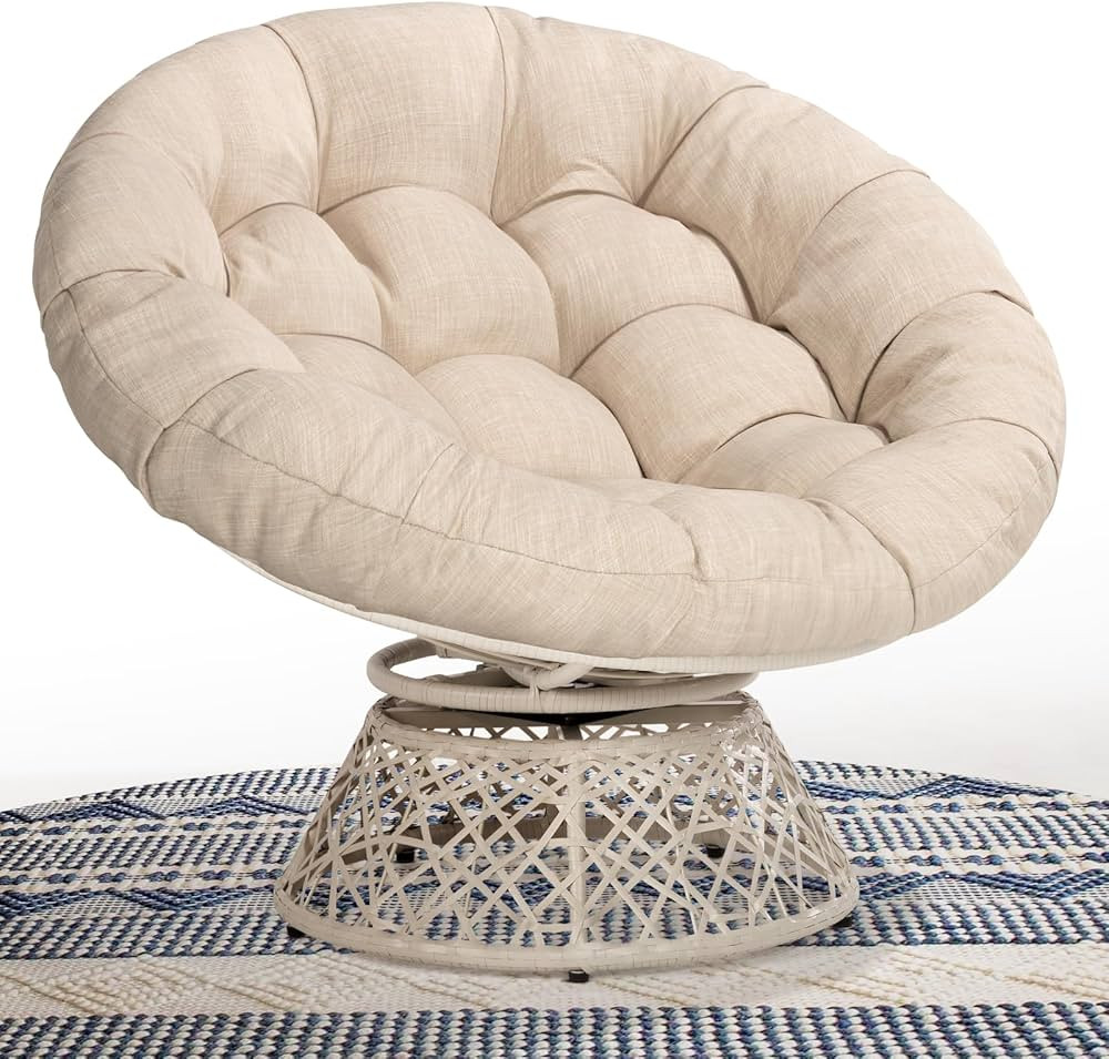 Bme 40" Ergonomic Wicker Papasan Chair with Soft Thick Density Fabric Cushion, High Capacity Stee... | Amazon (US)