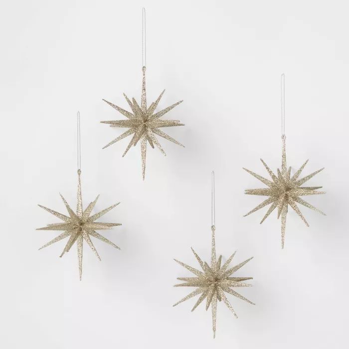 Glitter Starburst Christmas Tree Ornament - Champagne 4pk - Wondershop™ | Target