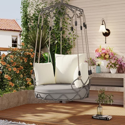 YOOCOZZ Outdoor Hanging Swing Chair - UV-Resistant Cushion & Olefin Fabric - Beige | Target
