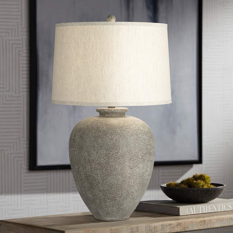 360 Lighting Eloy 28" High Faux Gray Stone Modern Coastal Table Lamp - #301J9 | Lamps Plus | Lamps Plus