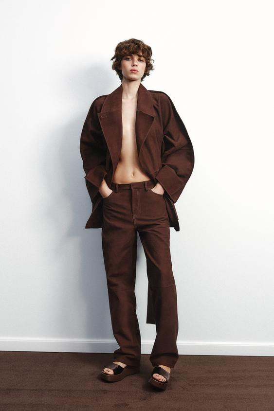 PANTALONI IN PELLE SCAMOSCIATA | Zara IT
