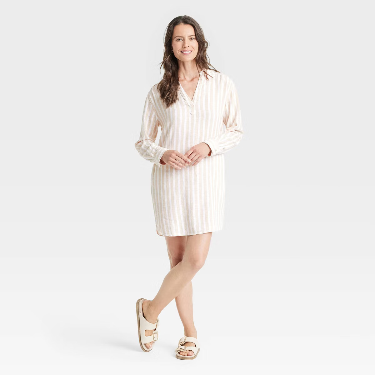 Women's Long Sleeve Popover Mini Shirtdress - Universal Thread™ | Target