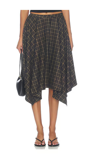Betty Midi Skirt in Navy Plaid | Revolve Clothing (Global)