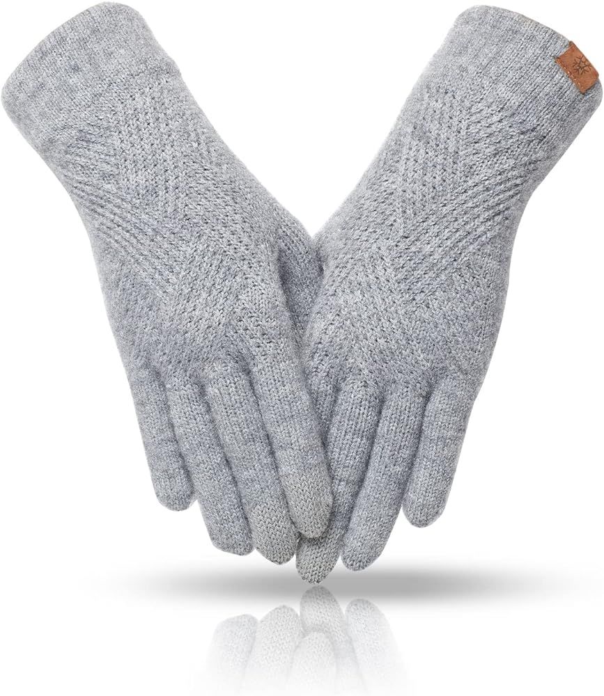 REACH STAR Winter gloves for women Touch screen Dual-Layer Cashmere Elastic Thermal knit Lining W... | Amazon (US)