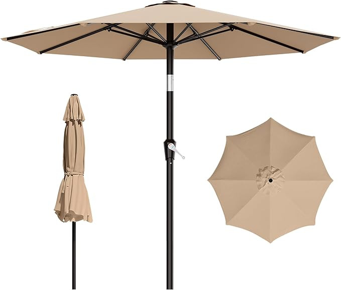 9 FT Patio Umbrella for Outdoor, Outdoor Table Umbrella with Push Button Tilt and Crank, Outdoor ... | Amazon (US)