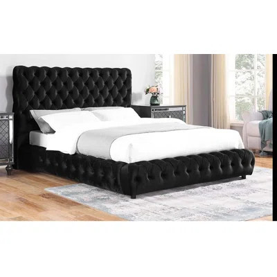 1Pc Contemporary Upholstered King Bed Tufted Headboard And Footboard Bedroom Furniture | Wayfair North America