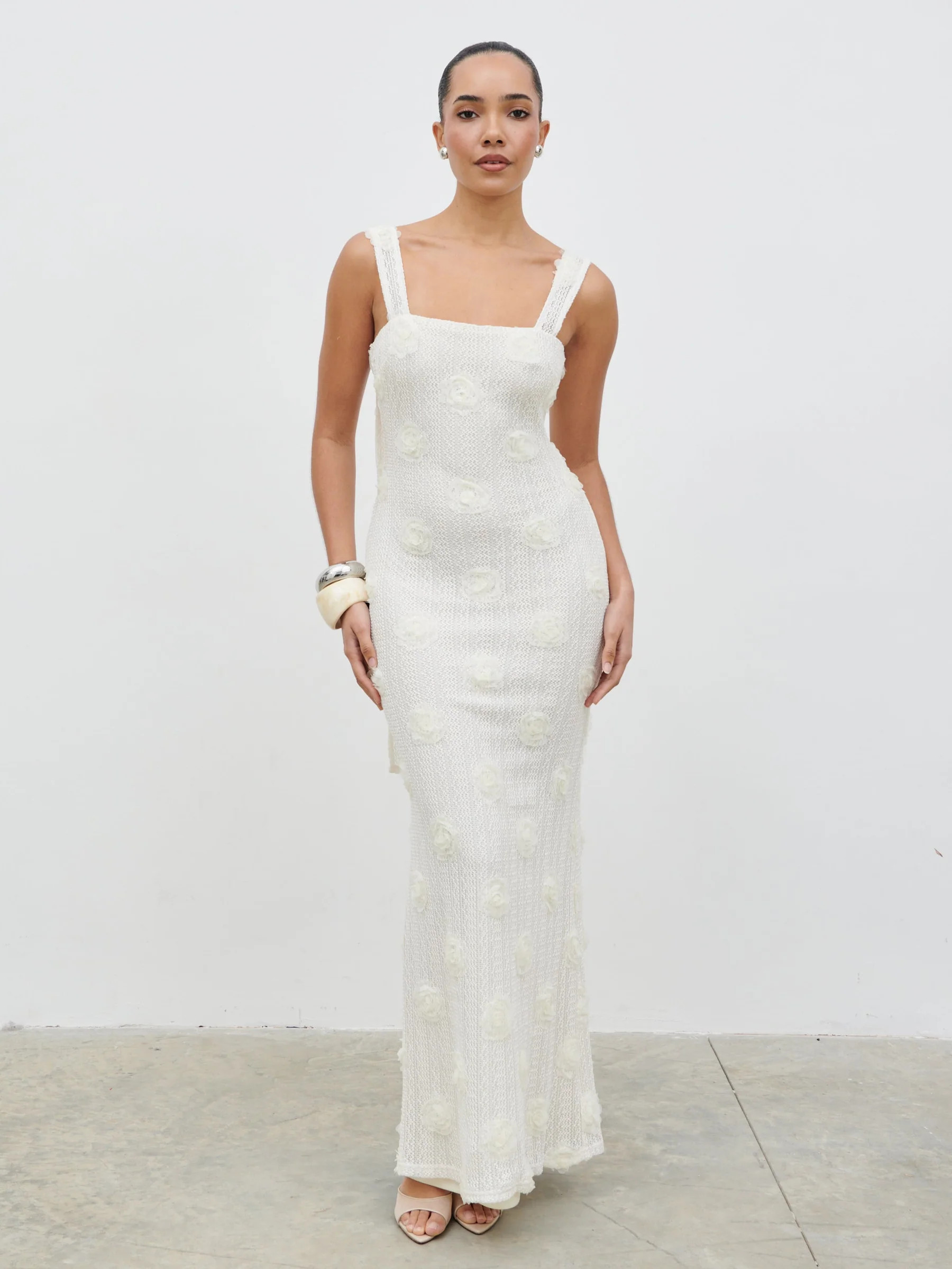 Nancie Floral Maxi Dress - Cream | Pretty Lavish (UK)