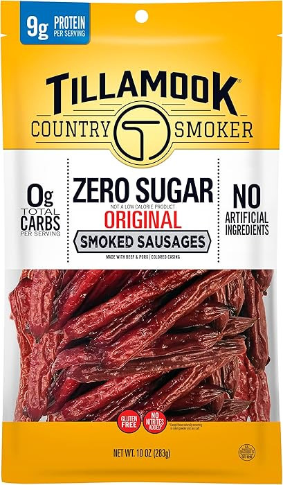 Tillamook Country Smoker Keto Friendly Zero Sugar Smoked Sausages, Original, 10 Ounce | Amazon (US)