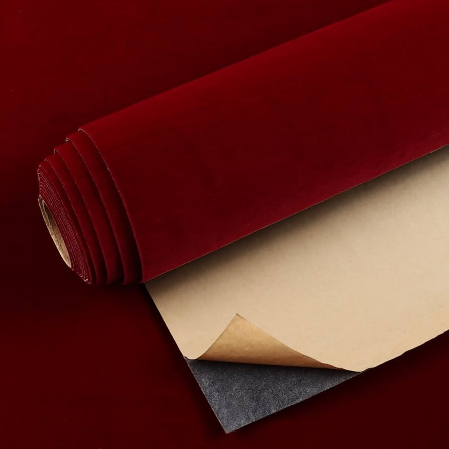 VEELIKE Dark Red Velvet Fabric Wallpaper Self Adhesive Soft Felt Drawer Liners 15.7''x118'' Red F... | Amazon (US)