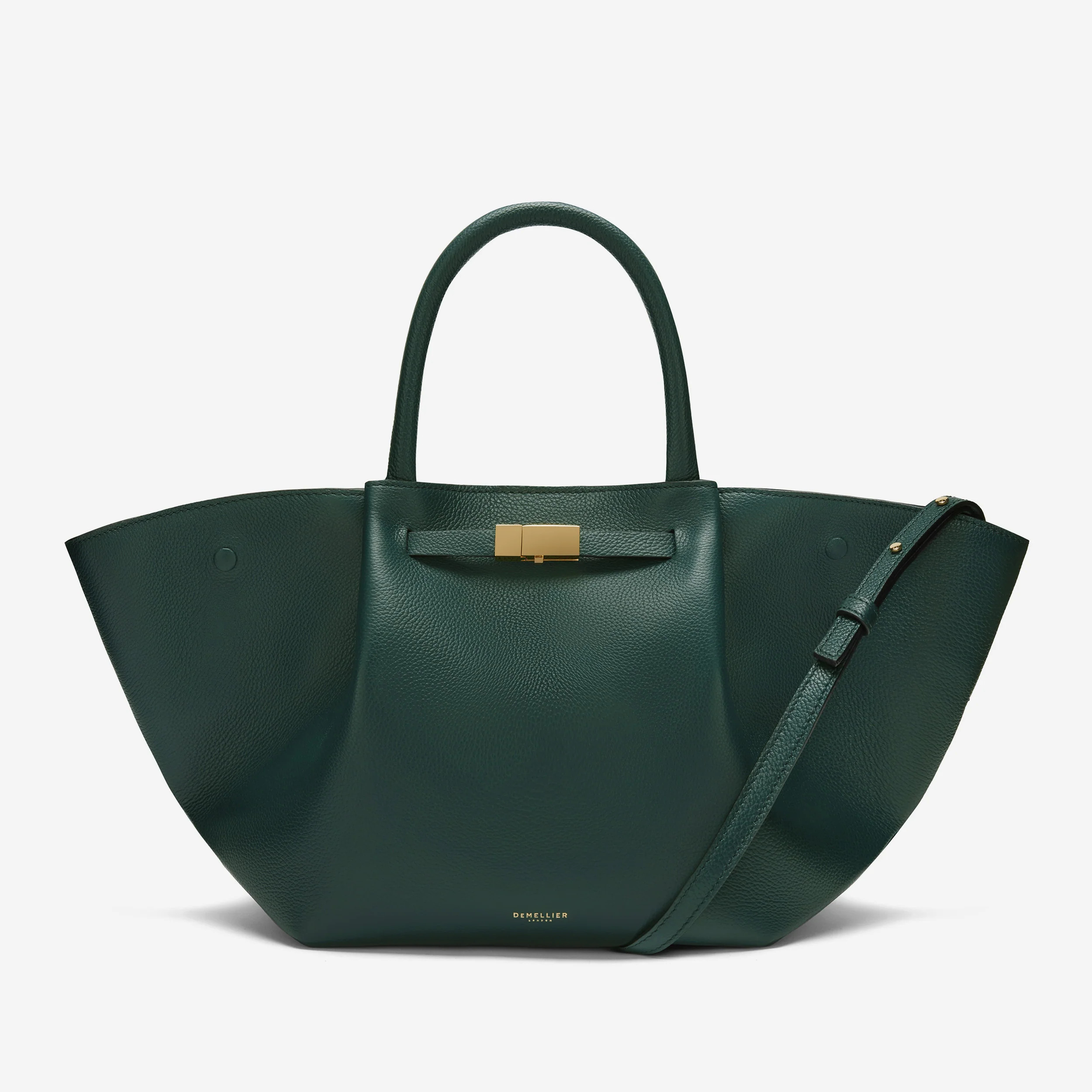 DeMellier The Midi New York in Forest Green Small Grain Leather Shoulder bag | DeMellier
