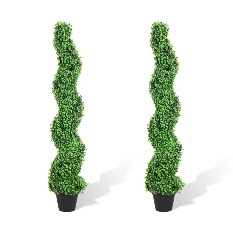 Artificial Potted Green Boxwood Spiral Tree | Wayfair North America