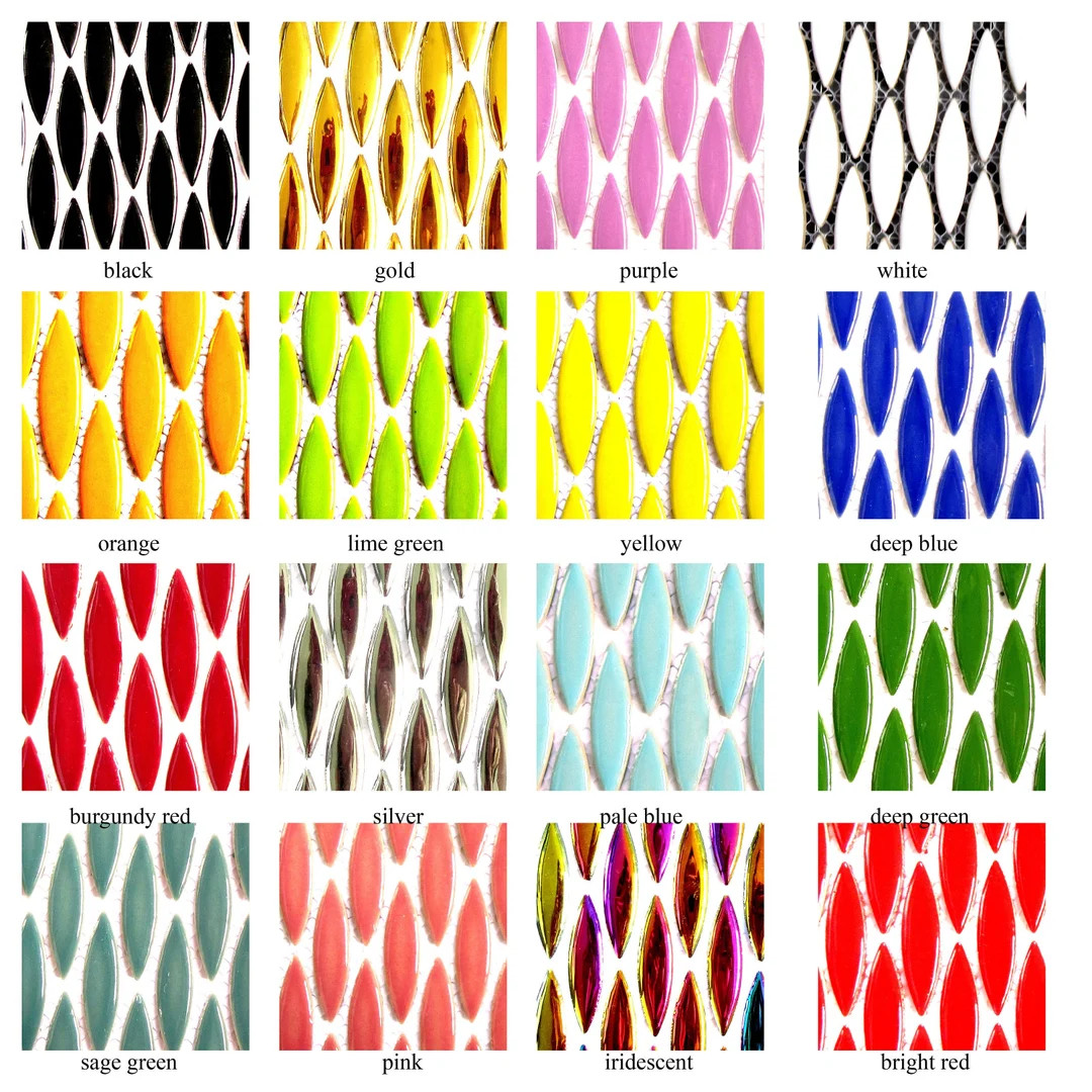 8 Ceramic Mosaic Tiles, Elliptical Tiles, Ellipse Tiles, Oval Tiles, Large Petal Tiles, Large Flo... | Etsy (US)