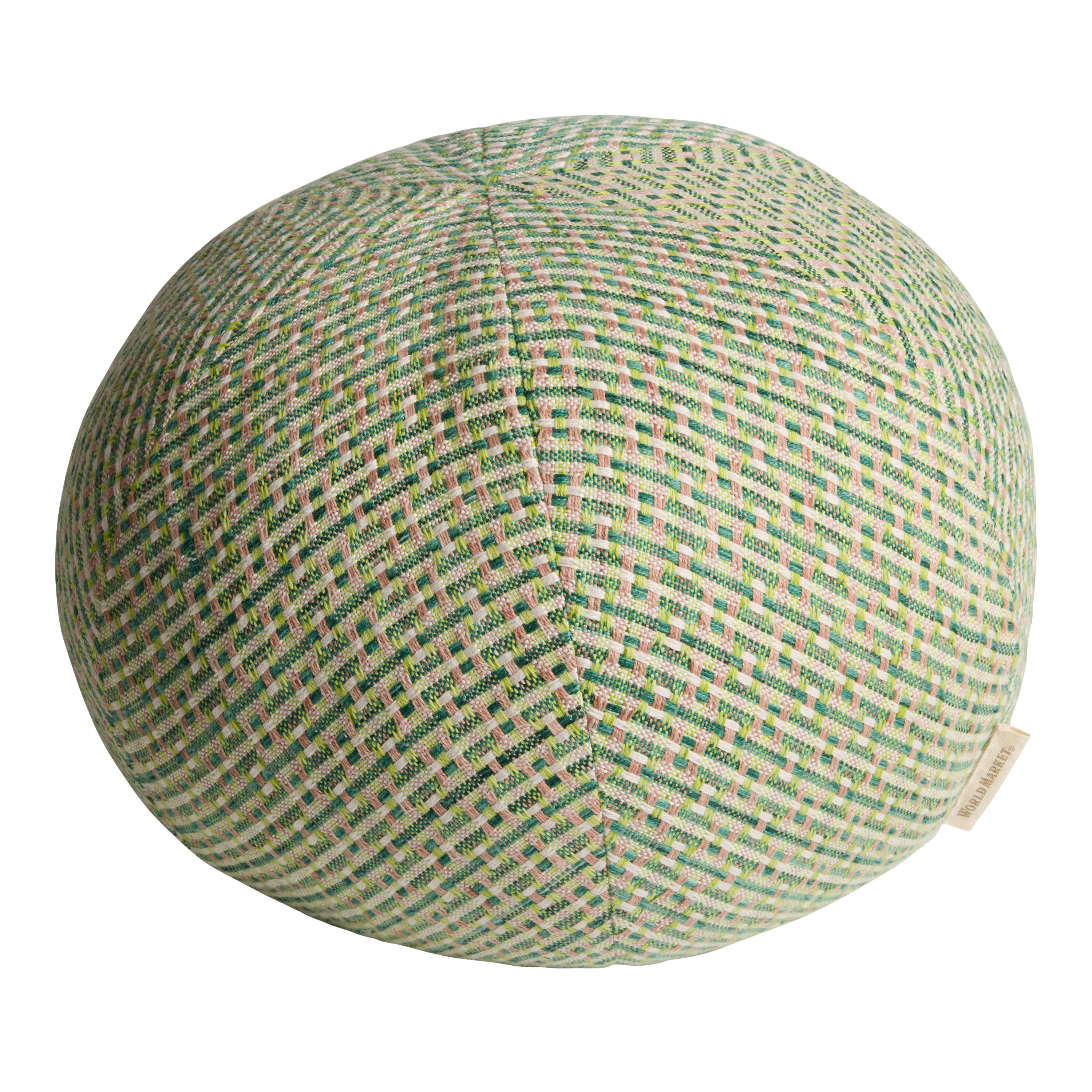 Round Green Woven Sphere Indoor Outdoor Throw Pillow | World Market