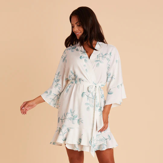Kenny Floral Ruffle Robe - Sage Eucalyptus | Birdy Grey