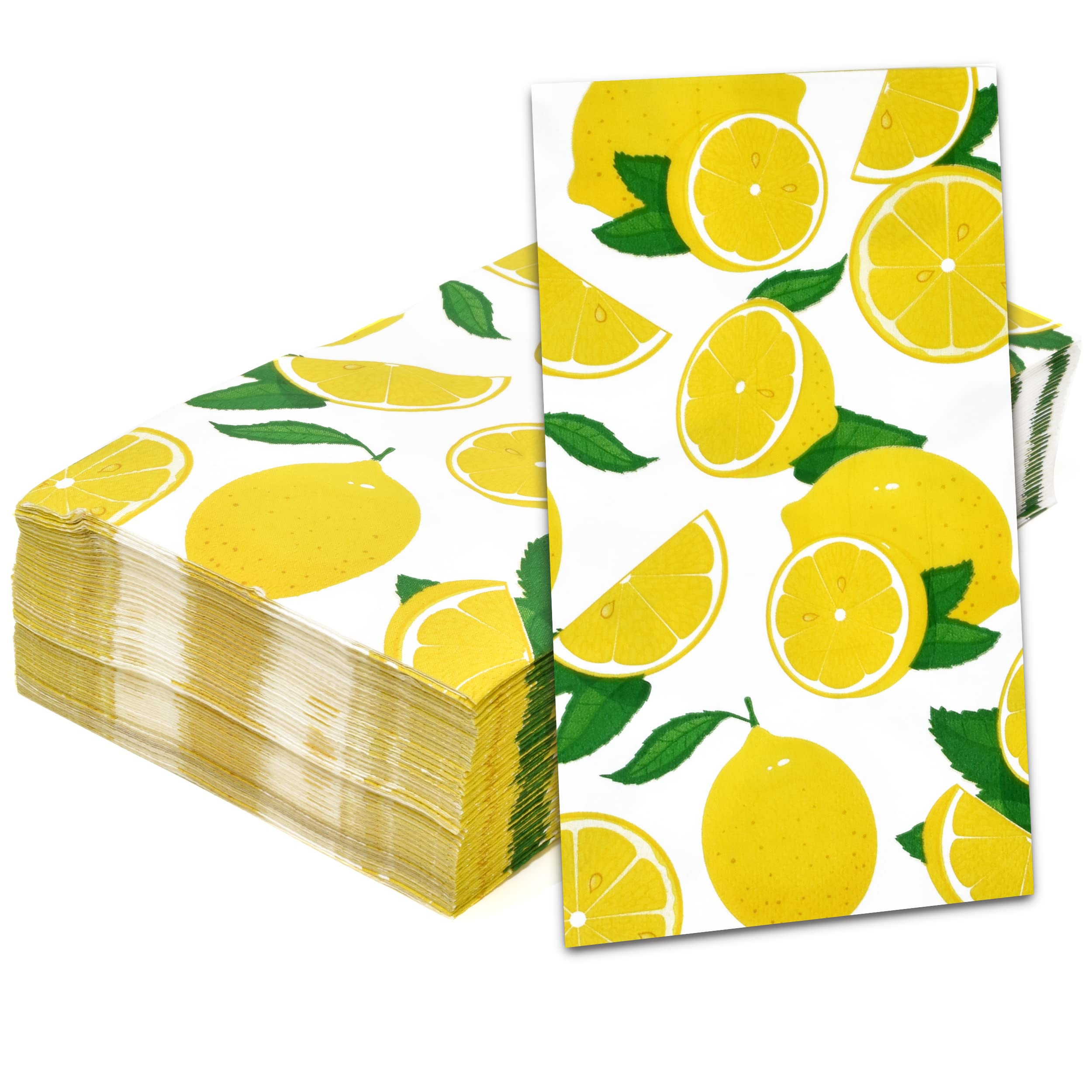 100 Lemon Guest Napkins 3 Ply Disposable Paper Yellow Citrus Fruit Lemons Dinner Hand Napkin for Bat | Amazon (US)