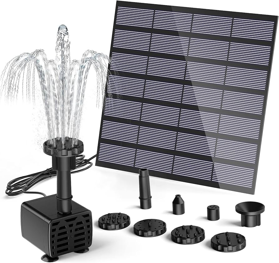 AMZtime DIY Solar Fountain Pump, Solar Panel Water Pump, Outdoor Solar Fountain for Bird Bath wit... | Amazon (UK)