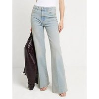 River Island High Rise Wide Leg Jeans - Blue | Very (UK)