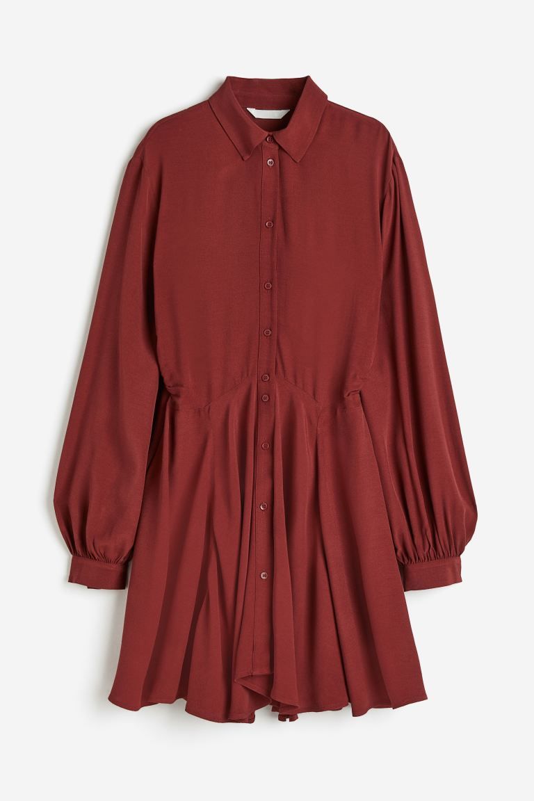 Crêped Shirt Dress - Brick red - Ladies | H&M US | H&M (US + CA)