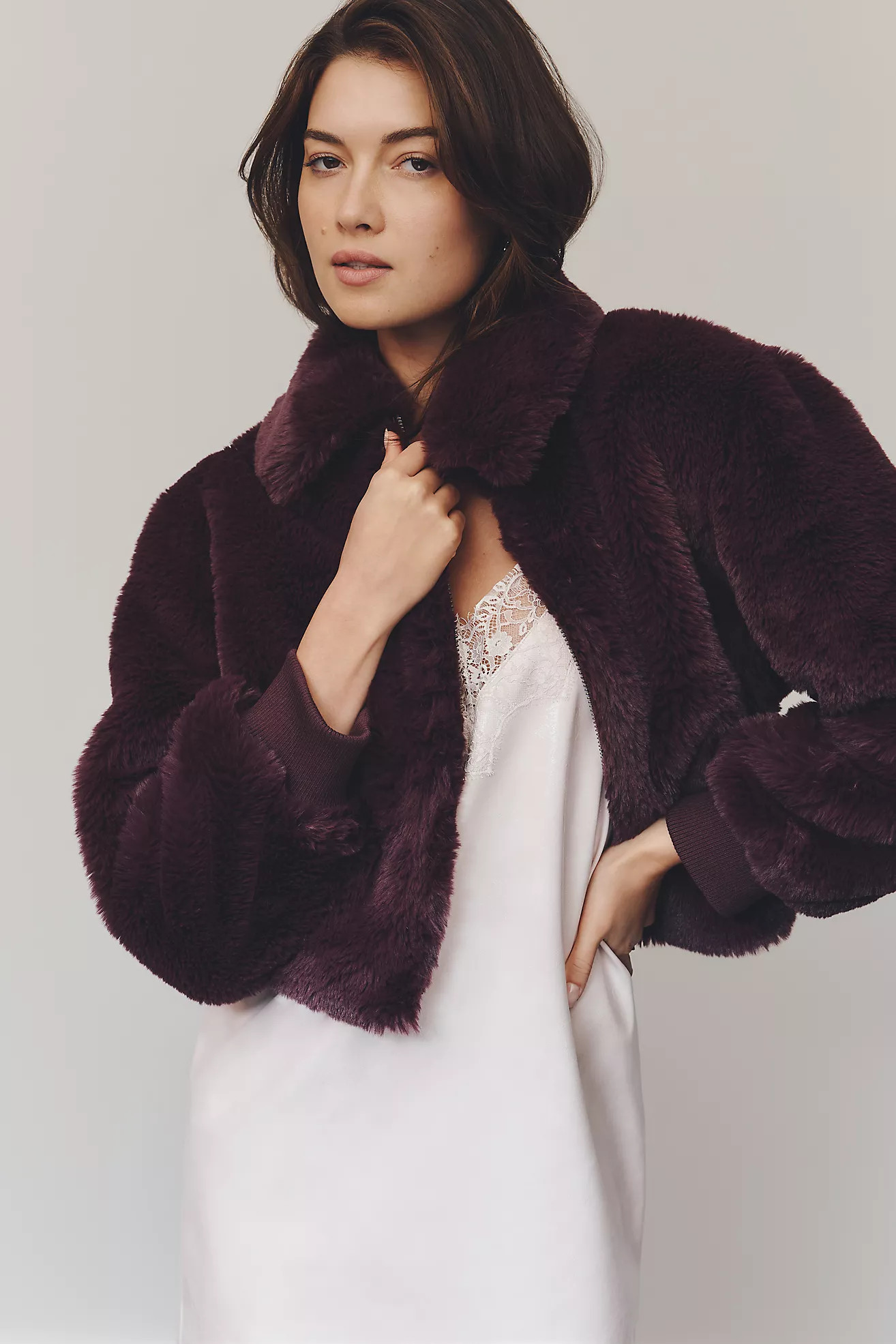 Maeve Crop Faux Fur Coat | Anthropologie (US)