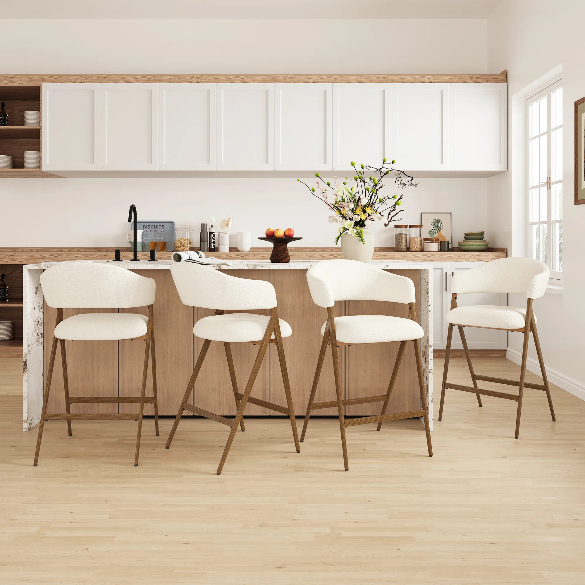 Upholstered 26" Counter Bar Stool with Metal frame (Set of 4) | Wayfair North America