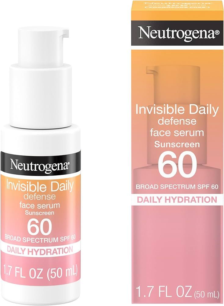 Neutrogena Invisible Daily Defense Face Sunscreen + Hydrating Serum with Broad Spectrum SPF 60 & ... | Amazon (US)
