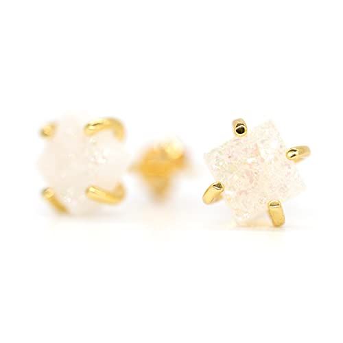 18K Gold Plated Stud Earrings For Women, Handmade 925 Sterling Silver Stud Earrings, Small Druzy ... | Amazon (US)