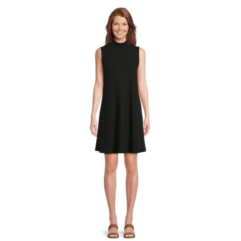 Time and Tru Women's Knit Swing Dress with Mock Neck, Sizes XS-XXXL - Walmart.com | Walmart (US)