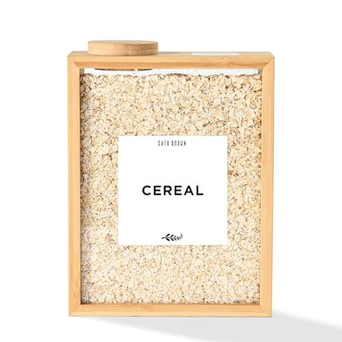Satu Brown Bamboo Kitchen Cereal Containers Storage Dispenser, 3 Liter Airtight Pantry Organizers with Lid, Home Organization for Cereal, Rice, Flour, Snack, Candy Storage-1 sponge cleaning brush | Amazon (US)