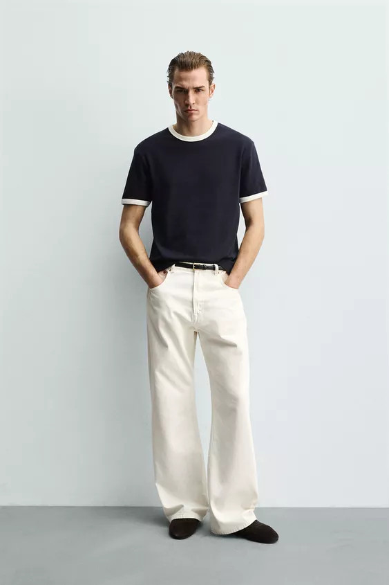 BASIC CONTRAST RIB T-SHIRT | Zara UK