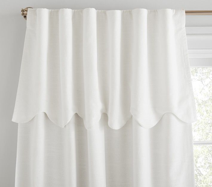 Evelyn Linen Scallop Valance Blackout Curtain | Pottery Barn Kids