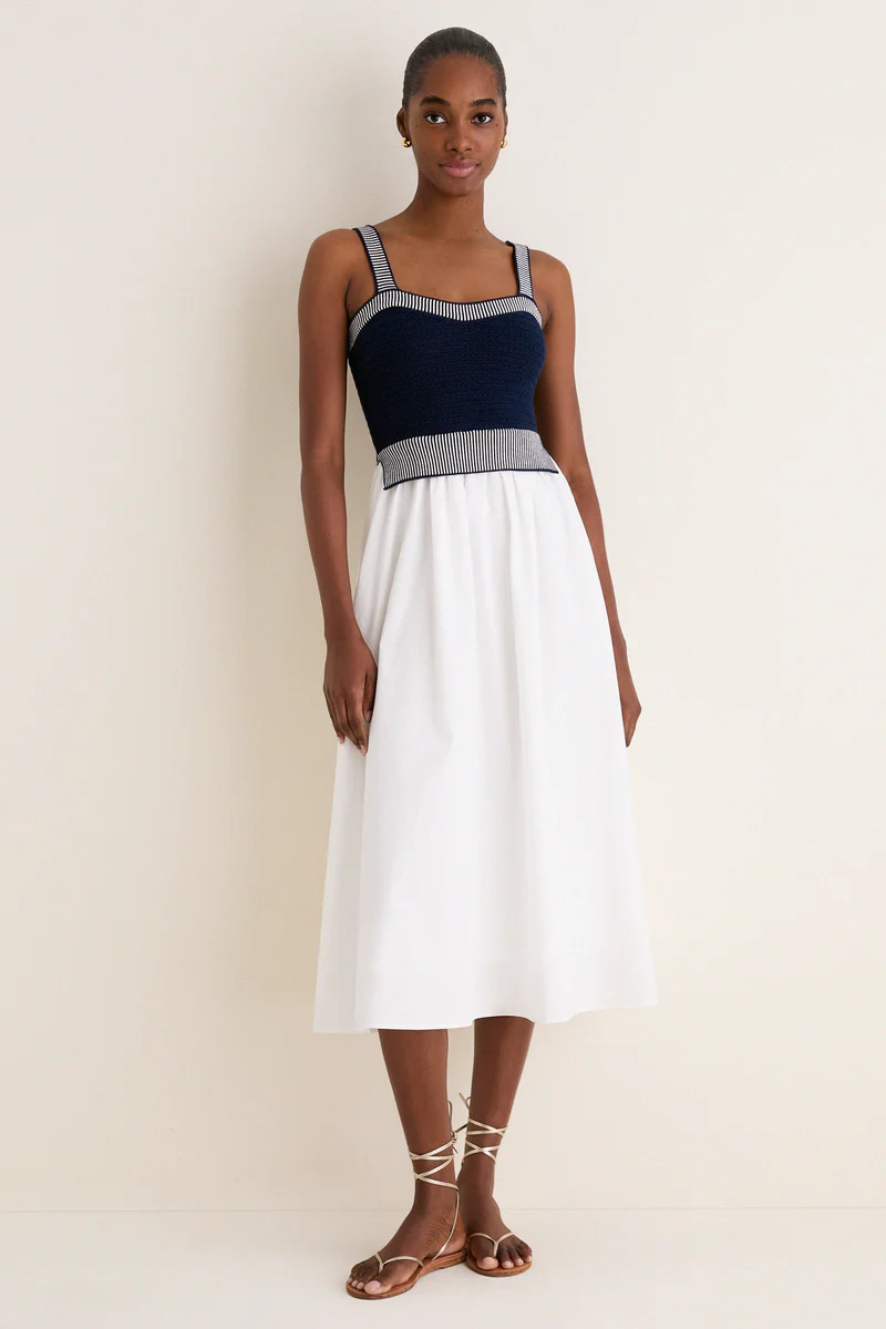 Navy and Off White Knit Top Midi Dress | Tuckernuck (US)